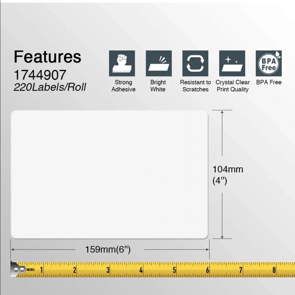 NEW 2 Rolls Shipping Labels White, 440 Thermal Direct Labels 4” x 6”